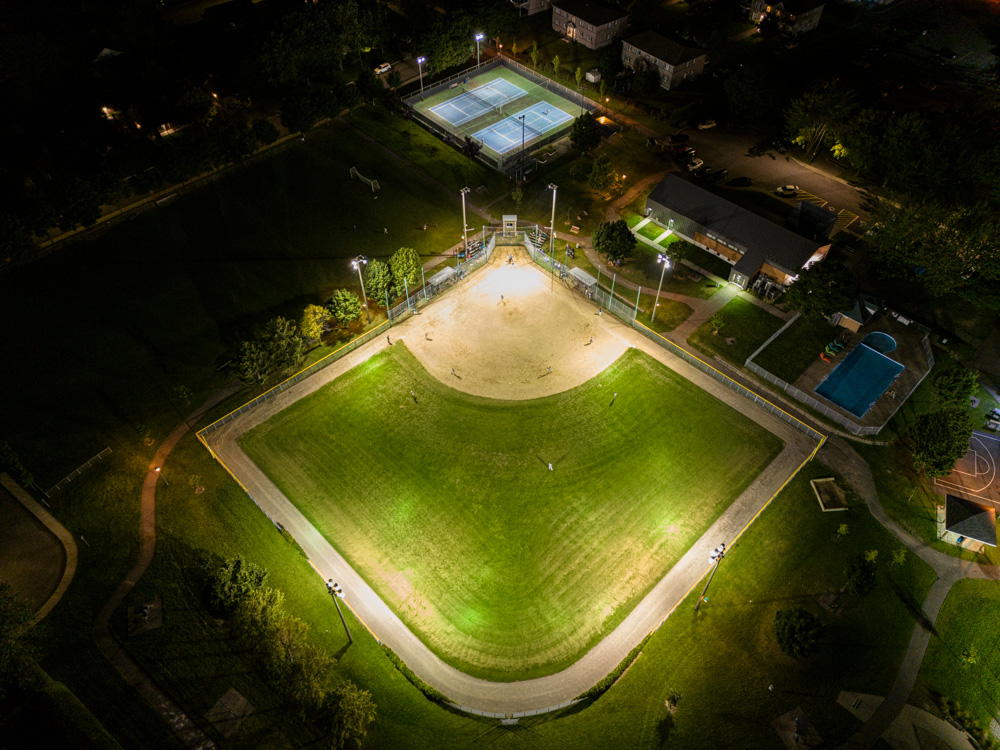 Vue aérienne de nuit
